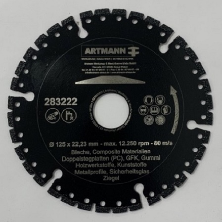 Artmann Diamant Trennscheibe Vakuum (283222-125-22-SCHWARZ) (Art-Nr 12882)