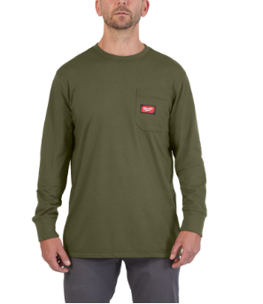 Milwaukee Arbeits-Langarm-Shirt grün mit UV-Schutz WTLSGN-L (Art. 4932493050)