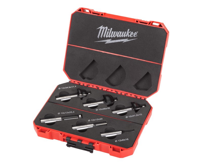 Milwaukee 12 mm Schaft - 6-teilig HM-Fräsersatz für Oberfräsen  