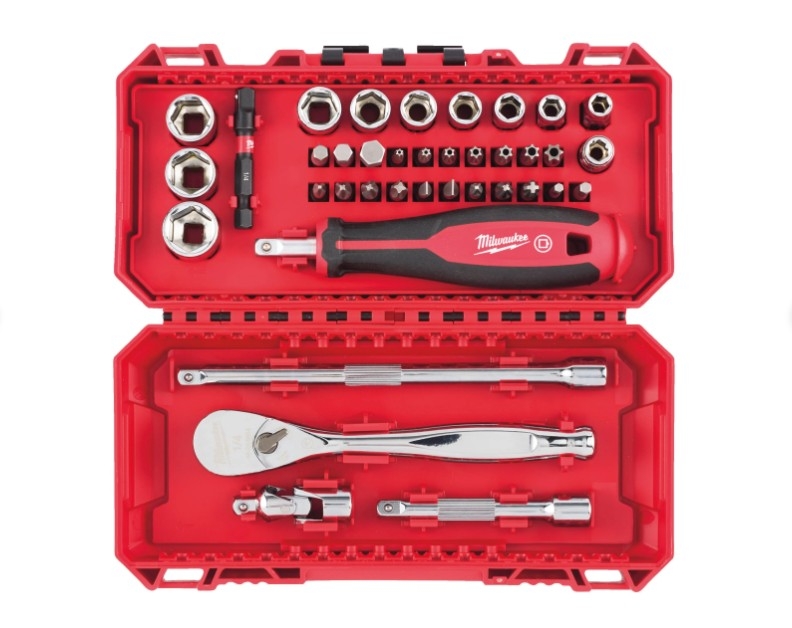 Milwaukee metrisch, 38-teilig Ratschen-Steckschlüsselund und Bit-Set 1/4" (Art.4932498381)