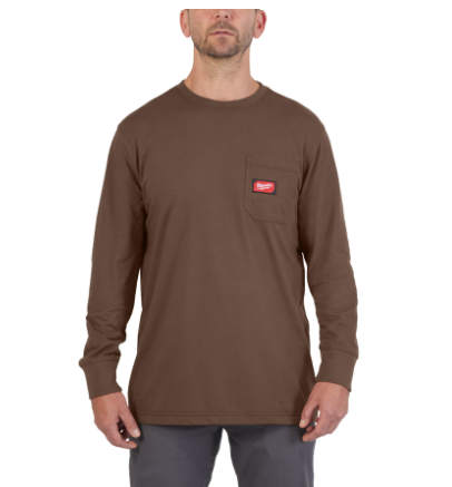 Milwaukee Arbeits-Langarm-Shirt braun mit UV-Schutz WTLSBR-L (Art. 4932493060)