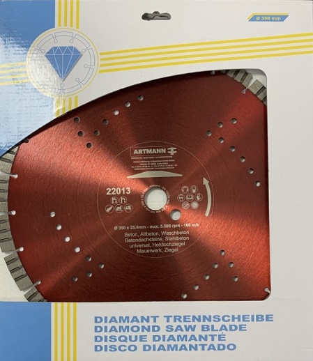 Artmann Diamant Trennscheibe Supersonic Gigant (22013-350-25-ROT-MET) (Art-Nr 20554)