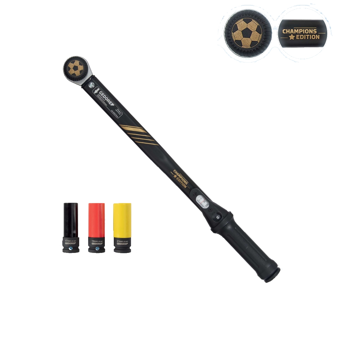 Gedore Drehmomentschlüssel 1/2" 40-200Nm Torcofix Set Champions Edition + Stecknüsse