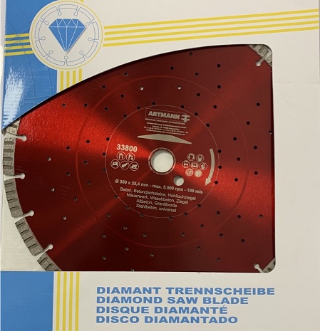 Artmann Diamant Trennscheibe Super Sonic 350 mm / 25,4 mm (Art. 33800-350-25)