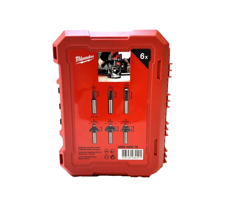 Milwaukee 12 mm Schaft - 6-teilig HM-Fräsersatz für Oberfräsen  