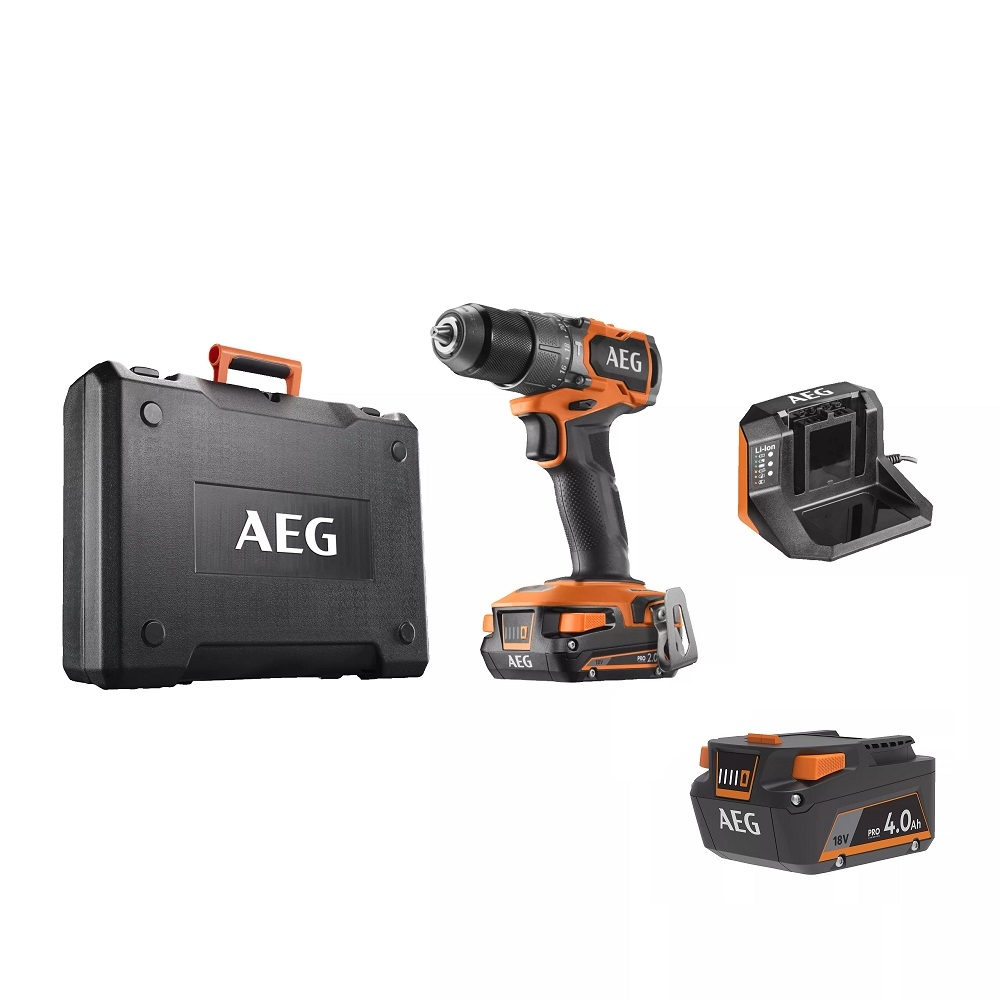 AEG Pro18V BSB18SBL2-X02C Bürstenloser Akku-Bohrschrauber Sub-Compact mit 2 Akkus