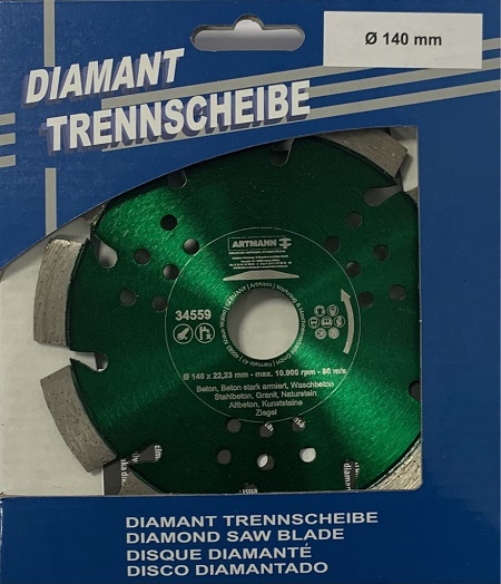 Artmann Diamant Trennscheibe Laser-Speed-Cut (34559-140-22-GRÜN-MET) (Art-Nr 22340)