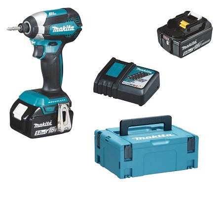 Makita DTD153RTJ Akku-Schlagschrauber 18 V / 5,0 Ah / 170Nm / mit 2 Akkus und Ladegerät im MAKPAC