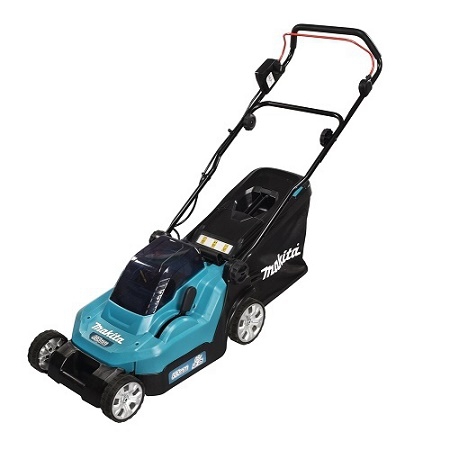 Makita Akku-Rasenmäher 2x18 V / 4,0 Ah, 2 Akkus + Doppelladegerät (Art. DLM382PM2)