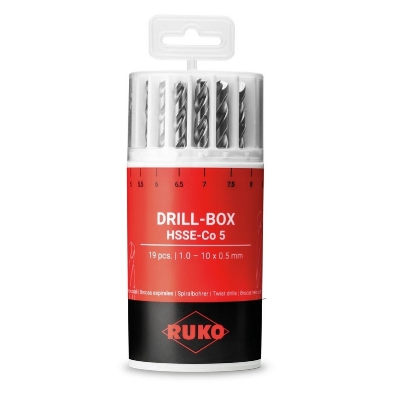 Ruko Spiralbohrer Set HSS-Co 5, 19-tlg. DIN338 Typ VA 1,0 - 10,0 mm