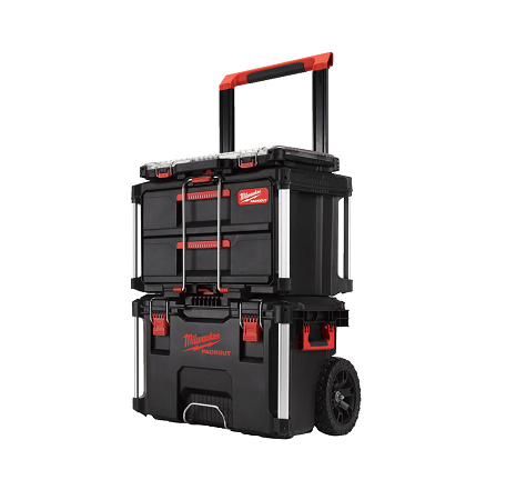 Milwaukee PACKOUT Starter-Set 2   3-teilig, PACKOUT Trolley-Koffer, Koffer mit 2 Schubladen u. Organ